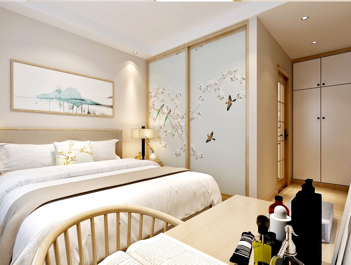 卧室衣柜1装修效果图济南绿地新里城日式风格日式卧室设计图片赏析