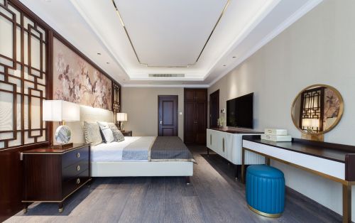 新中式160㎡三居卧室装潢设计效果图
