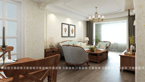 客厅窗帘1装修效果图济南室内装修凤凰国际简欧风格案