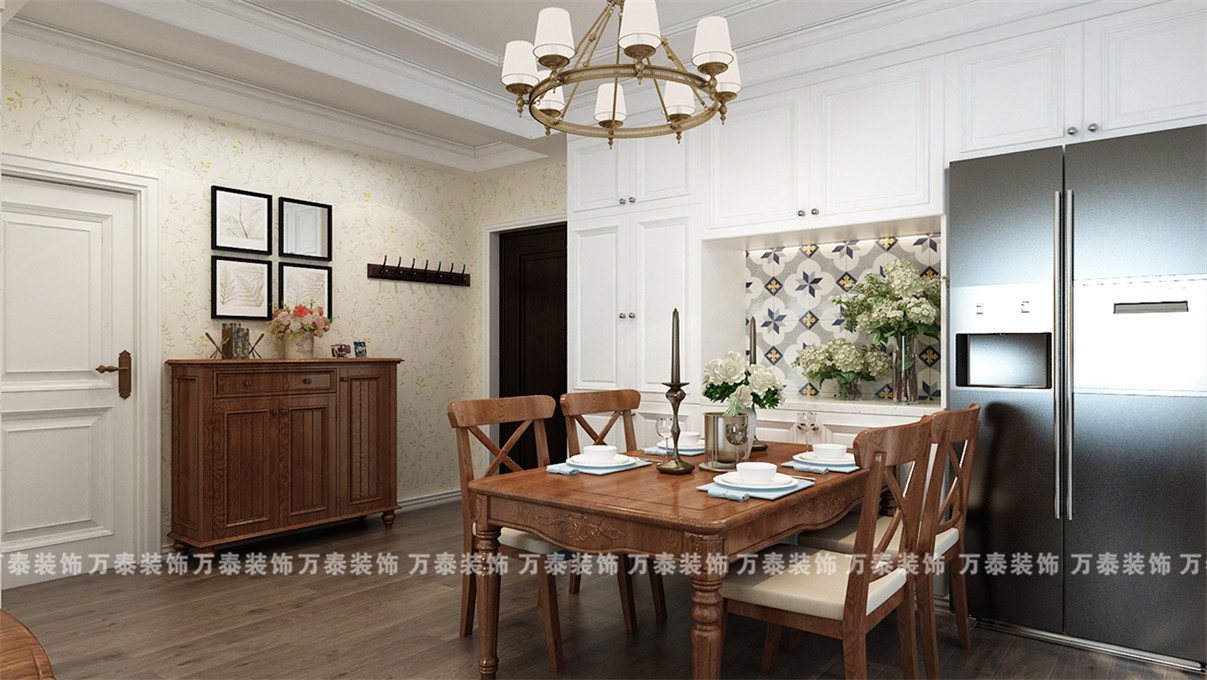 厨房木地板装修效果图济南室内装修凤凰国际简欧风格案北欧极简餐厅设计图片赏析