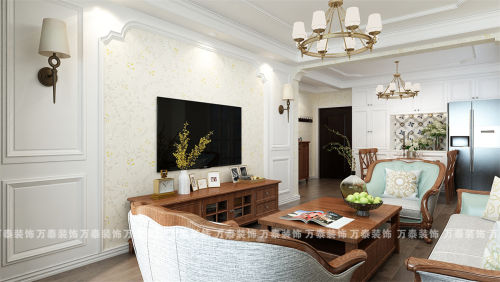 济南室内装修凤凰国际简欧风格案例分享客厅电视背景墙2图