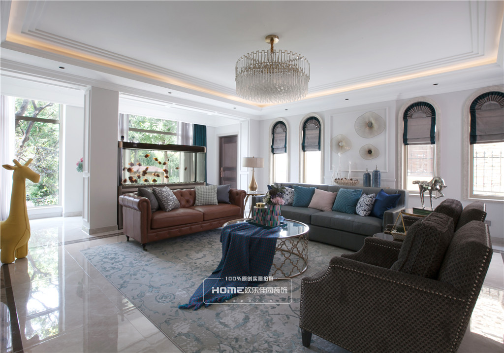 客厅窗帘7装修效果图美式遇上轻奢，优雅复古与时尚并美式客厅设计图片赏析