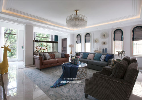 客厅窗帘6装修效果图美式遇上轻奢，优雅复古与时尚并