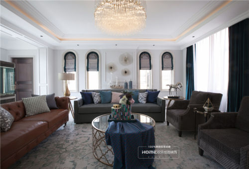 客厅窗帘3装修效果图美式遇上轻奢，优雅复古与时尚并