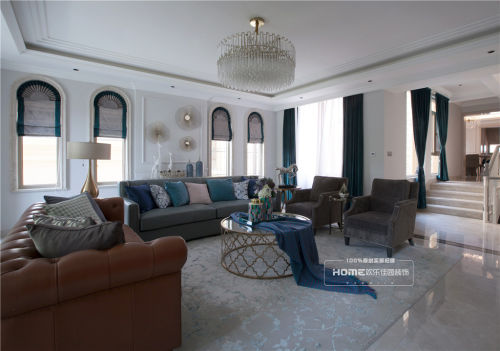 客厅窗帘4装修效果图美式遇上轻奢，优雅复古与时尚并