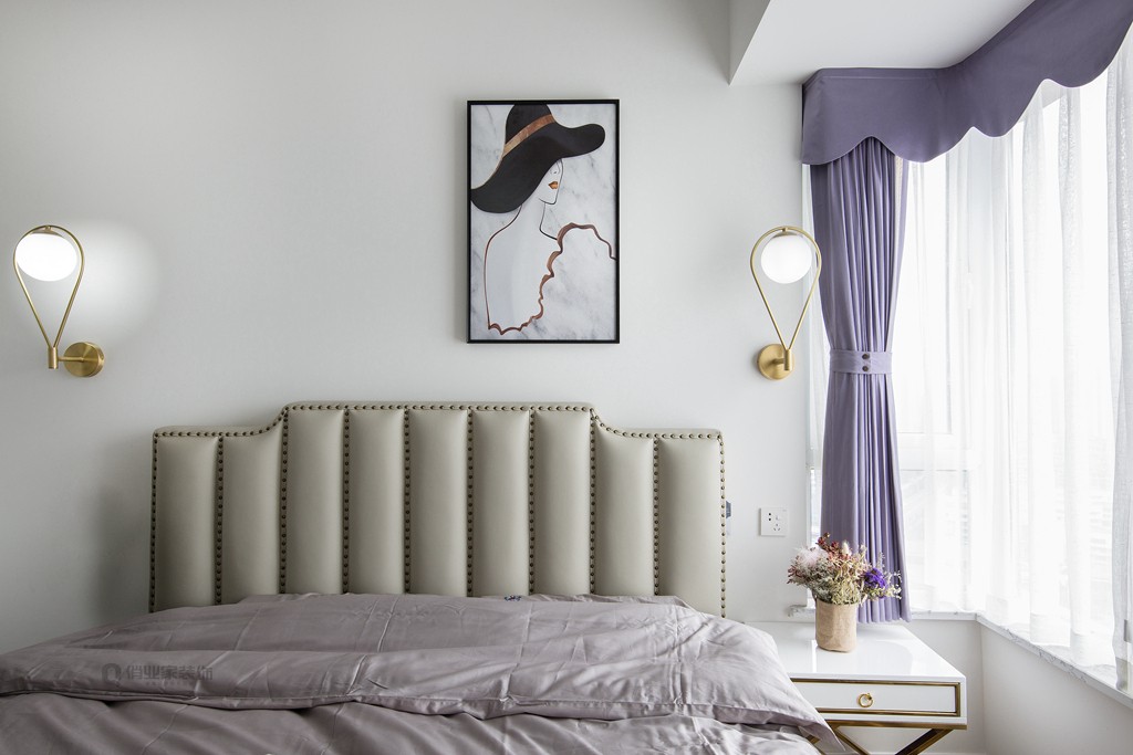 卧室窗帘1装修效果图康桥融府75平现代北欧风格装修现代简约卧室设计图片赏析