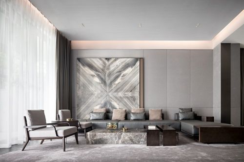 HTD新作|莫兰迪色演绎现代奢华空间客厅沙发其他家装装修案例效果图