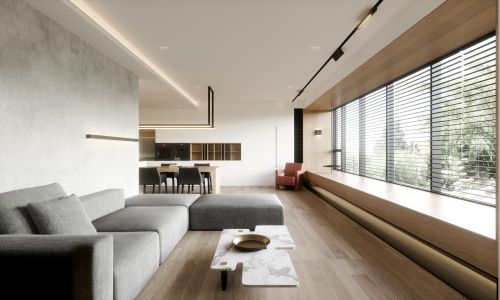 客厅装修效果图两个人的生活，有温度的极简151-200m²一居现代简约家装装修案例效果图