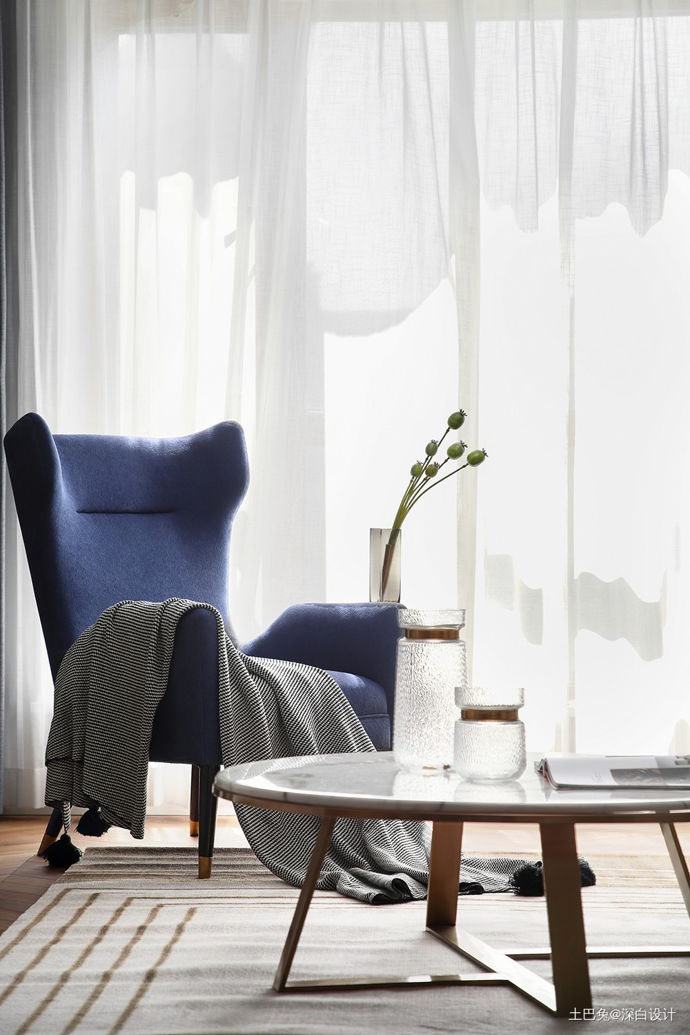 深白设计温柔蓝灰调唤醒心中对家的渴望客厅设计图片赏析