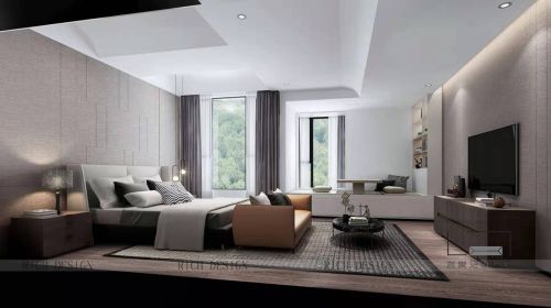 卧室装修效果图阳明山庄现代风格60m²以下四居及以上现代简约家装装修案例效果图