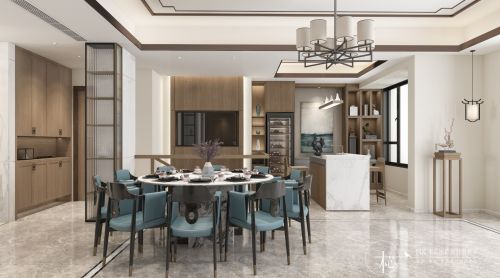 456㎡别墅豪宅中式现代餐厅2023装潢设计图