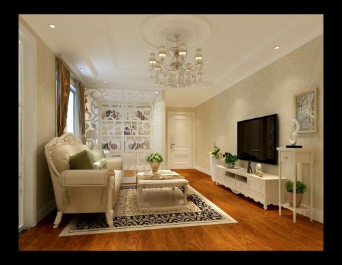 客厅装修效果图弘善家园的简欧风格81-100m²二居欧式豪华家装装修案例效果图