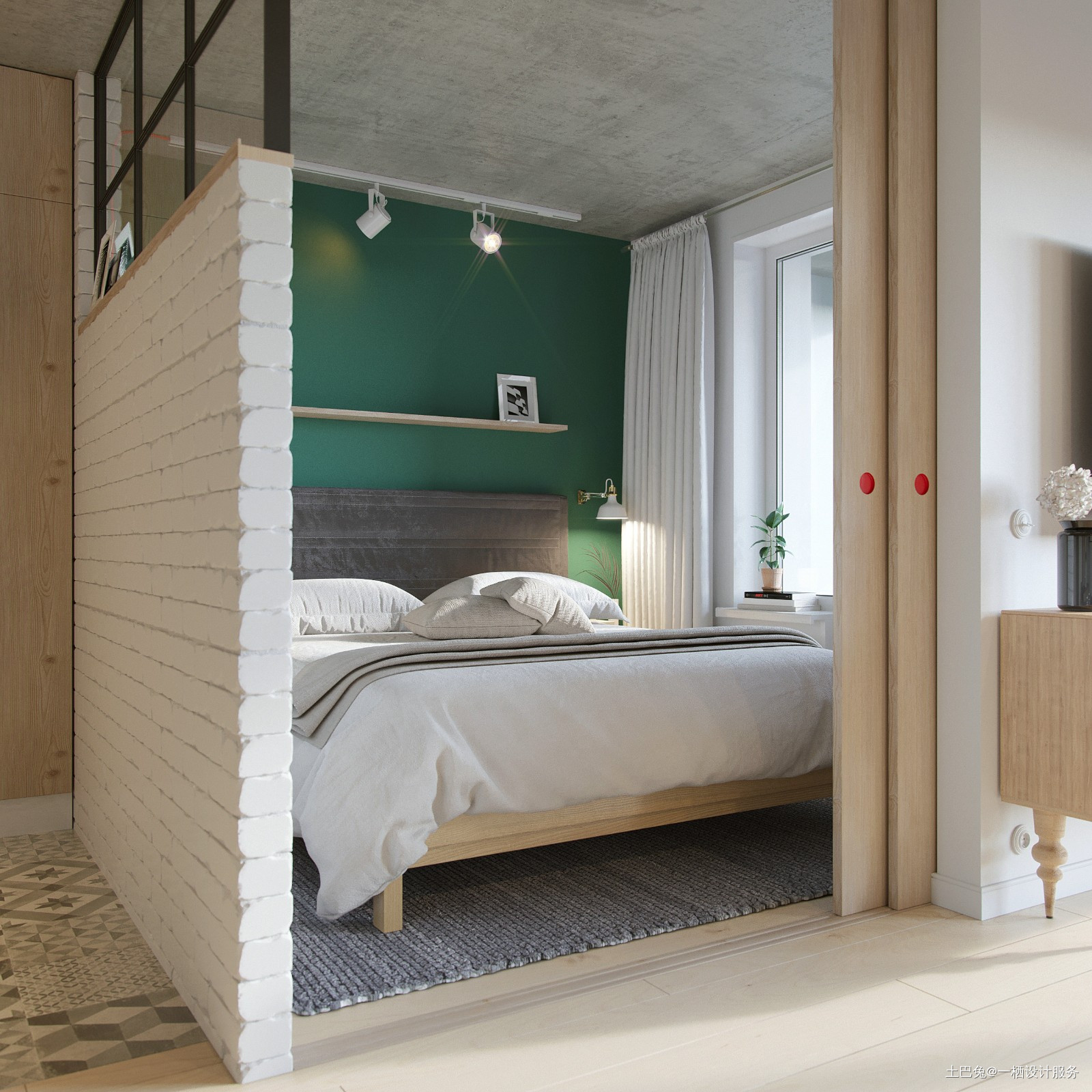 50㎡单身公寓设计一居室这样设计刚刚好现代简约卧室设计图片赏析