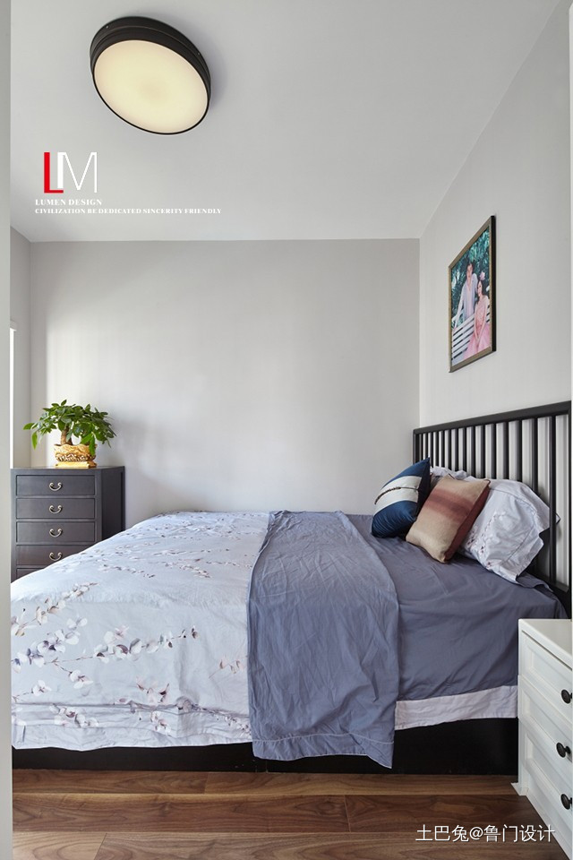 74平小户型三房∣小清新·中式简单·复古新中式卧室设计图片赏析