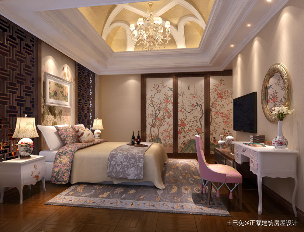 混搭古典中式意境欧式精致奢华混搭卧室设计图片赏析