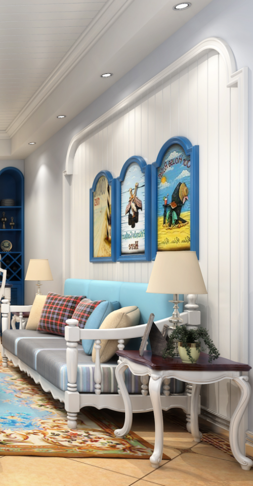 三居地中海135㎡客厅2023装潢设计图