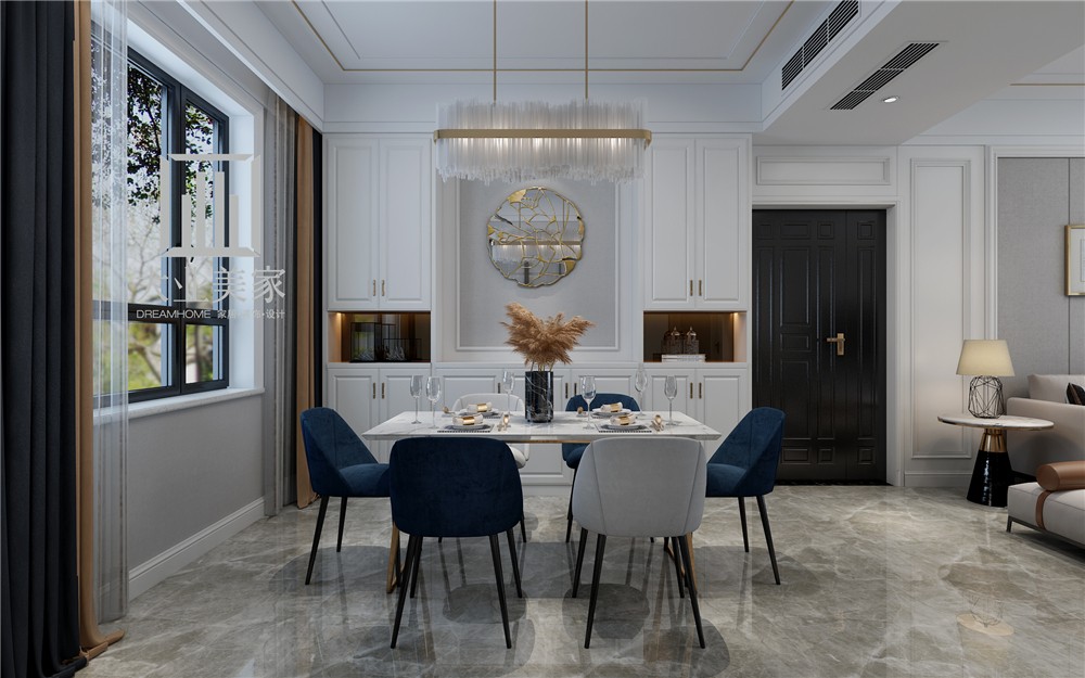 厨房窗帘装修效果图融创中心127平现代简约风格案现代简约餐厅设计图片赏析