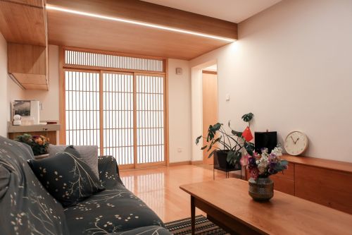 60㎡二居日式客厅2023装饰效果图片