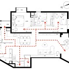 105平米三居室路径户型图