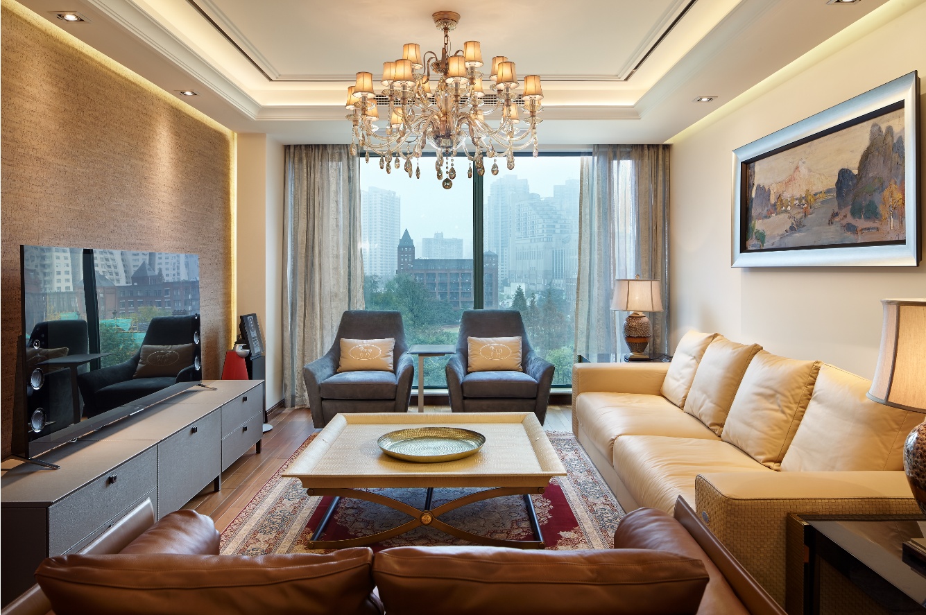 客厅窗帘装修效果图当东方遇上曼哈顿新中式客厅设计图片赏析