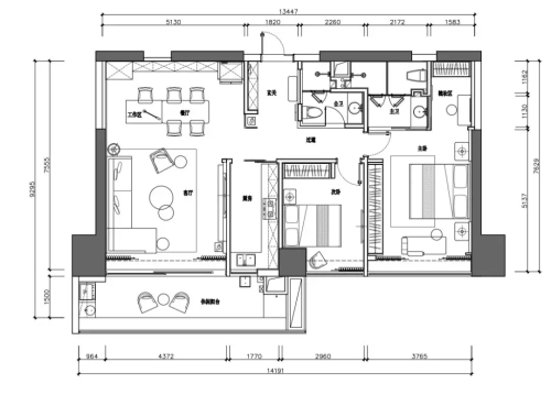 功能区装修效果图新天鹅堡毛坯房装修120㎡现代101-120m²其他现代简约家装装修案例效果图