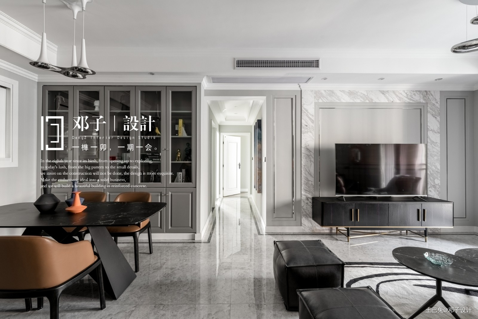 华润中央公园高雅银灰色低调的奢华现代简约客厅设计图片赏析