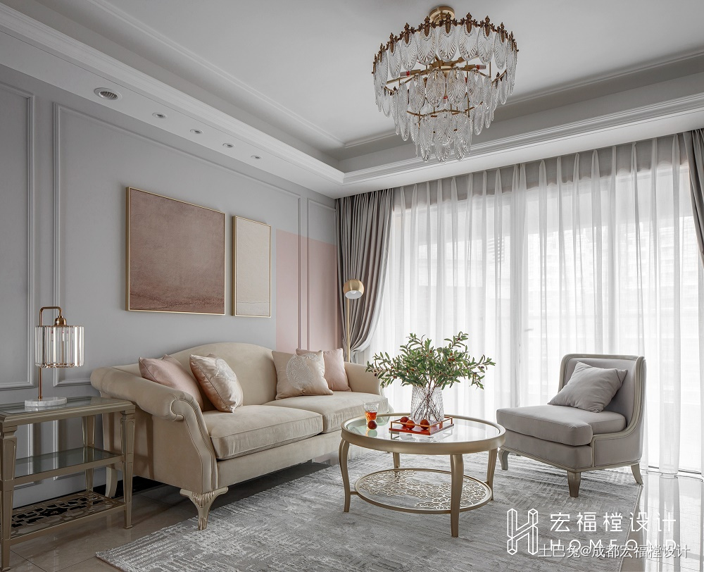 化羽宏福樘设计美式客厅设计图片赏析