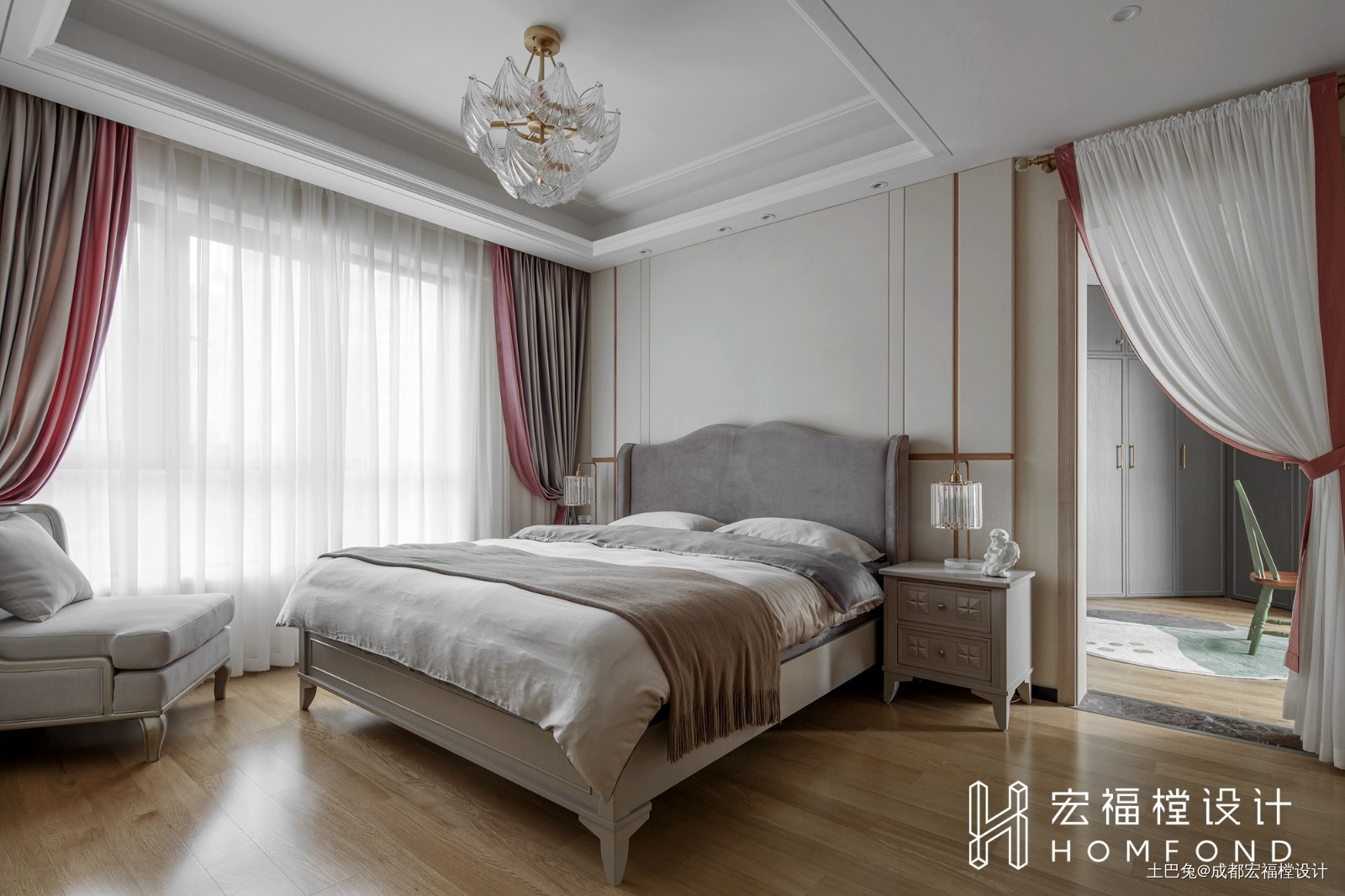 化羽宏福樘设计美式卧室设计图片赏析