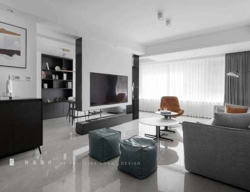 现代简约130㎡三居客厅装修装饰效果图