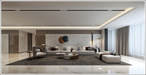 客厅装修效果图新世界260201-500m²一居现代简约家装装修案例效果图
