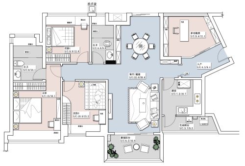 装修效果图第二步：请为图片添加描述101-120m²四居及以上日式家装装修案例效果图