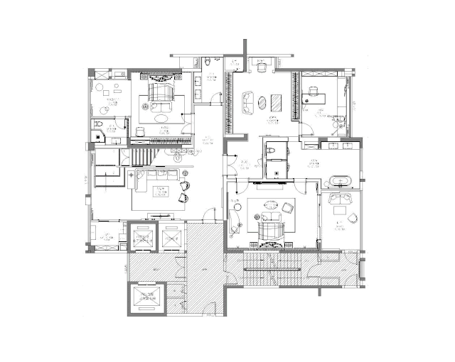 装修效果图空中别墅（四）|唯美现代法式1000m²以上别墅豪宅潮流混搭家装装修案例效果图