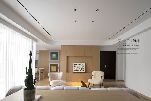 客厅装修效果图151㎡自然极简，一场漫长的治1000m²以上四居及以上北欧极简家装装修案例效果图