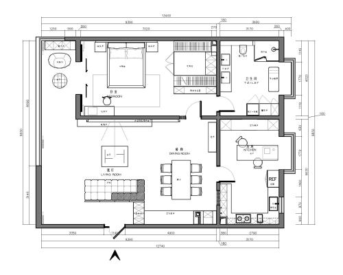 装修效果图一室一厅大一居130㎡121-150m²一居现代简约家装装修案例效果图