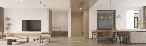 客厅装修效果图大作空间设计|《山•茶》现代日201-500m²三居日式家装装修案例效果图
