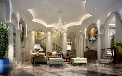 客厅装修效果图水榭山美式1100平1000m²以上美式经典家装装修案例效果图