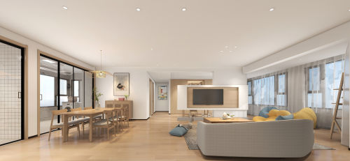 客厅装修效果图华润151-200m²四居及以上日式家装装修案例效果图