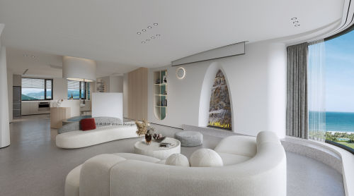 客厅装修效果图轻波漾201-500m²一居现代简约家装装修案例效果图
