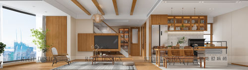 客厅装修效果图凯丰花园日式原木风230平201-500m²四居及以上日式家装装修案例效果图