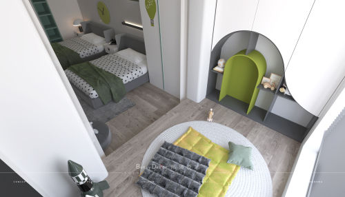 卧室装修效果图绿色系儿童房，活力与好奇的童年