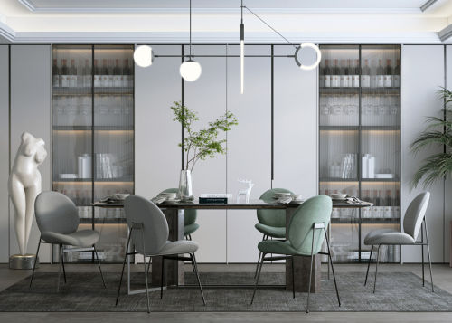 厨房装修效果图客厅餐厅书房收纳空间121-150m²其他现代简约家装装修案例效果图
