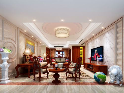 客厅装修效果图世界名画世界名流151-200m²四居及以上美式经典家装装修案例效果图