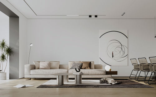 客厅装修效果图追求一种全面性的生活体验101-120m²二居中式现代家装装修案例效果图