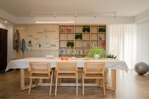 三居日式装修图片客厅装修效果图115㎡日式风：原木+白，舒适