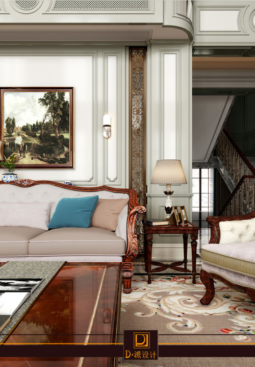 客厅装修效果图D.派椴美欧风格英式骑士家具1000m²以上美式经典家装装修案例效果图