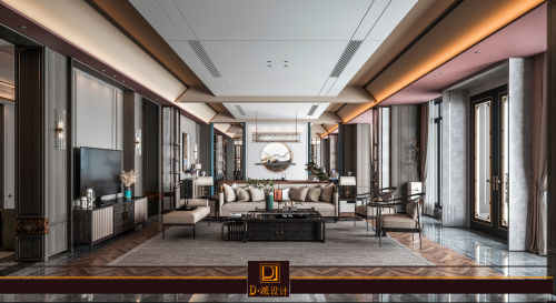 客厅装修效果图D.派椴新中式奢华1000m²以上其他家装装修案例效果图