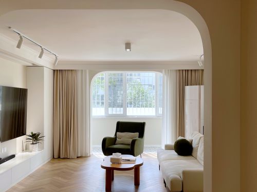 客厅装修效果图心之所向·超舒适“奶油风”巧妙121-150m²二居北欧风家装装修案例效果图