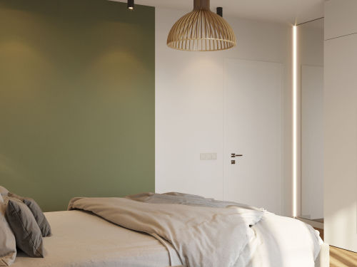 北欧极简装修图片卧室装修效果图绿色系的卧室，像不像走进大自然