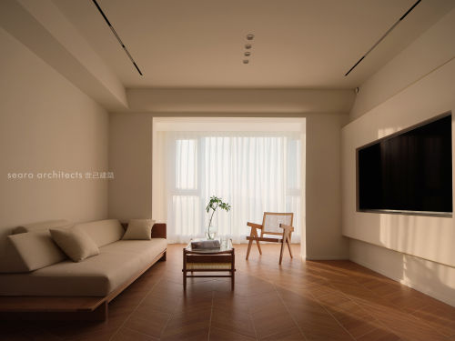 客厅装修效果图世己新案|日式极简101-120m²二居日式家装装修案例效果图