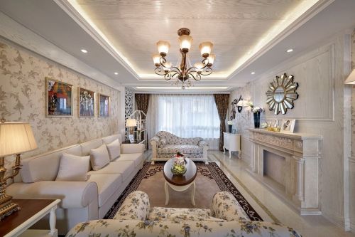 客厅装修效果图别样的异域风情，温馨又舒适101-120m²三居欧式豪华家装装修案例效果图